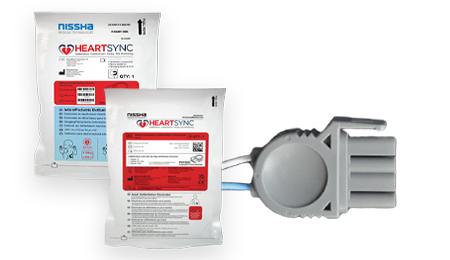 HeartSync Defib Physio packaging and connector